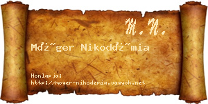 Móger Nikodémia névjegykártya